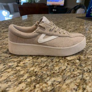 Tretorn Shoes | Tretorn Nylite Platform Canvas Sand Beige Vintage Style Sneaker